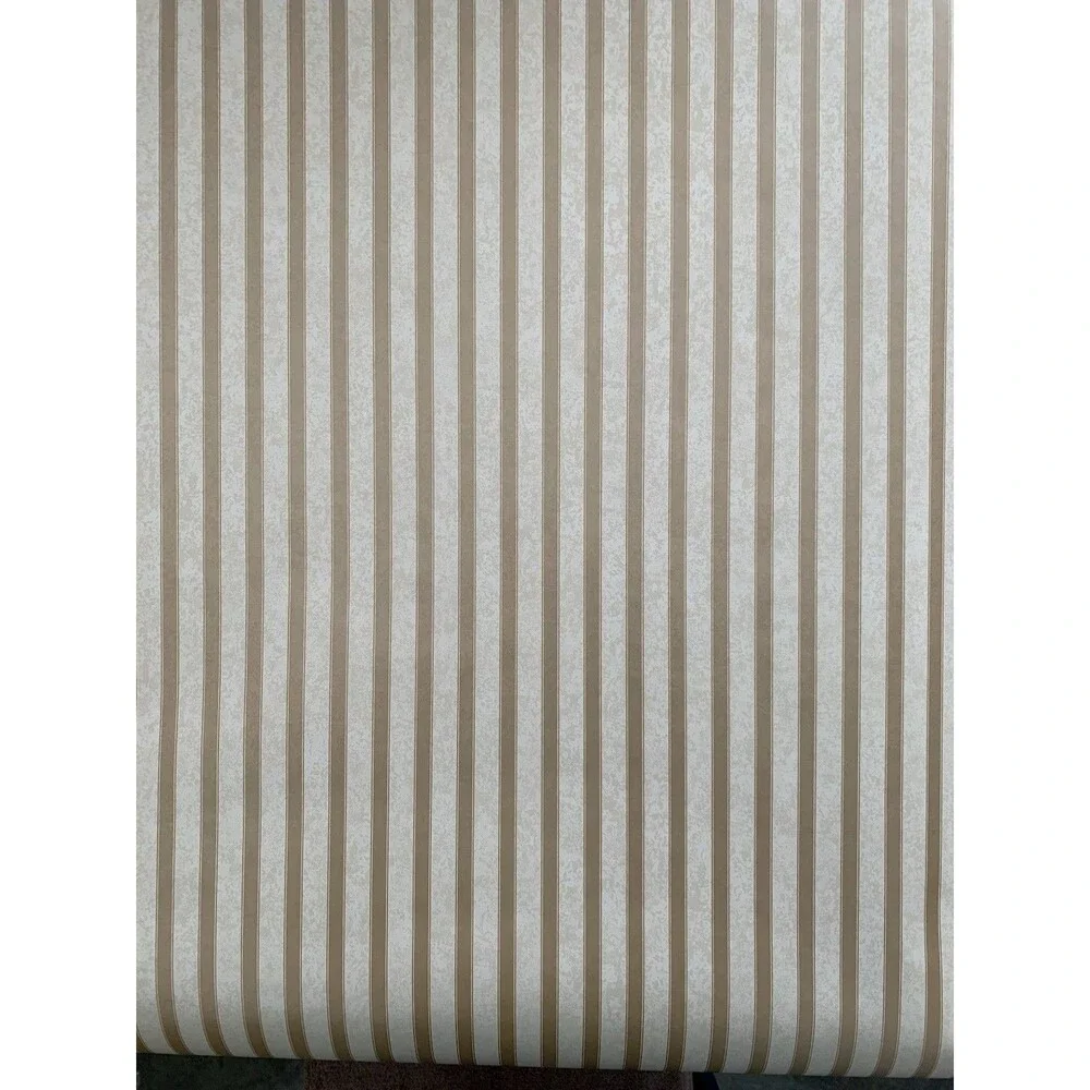 Warner Stripes Wallpaper Beige & Gold WFM-6191 27 In. x 9 Yds.